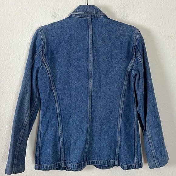 Vintage 90s Y2K Liz Claiborne Denim Blazer Size Small Jean Jacket Preppy Classic - Picture 3 of 12